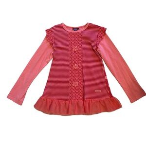 Naartjie Red and Pink Ruffled Kids Top size 8